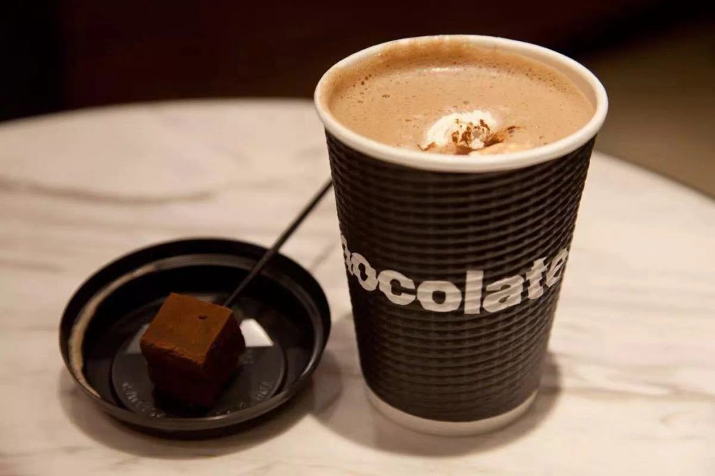 Where to get hot chocolate in Shanghai. Hot chocolate at Awfully Chocolate, a chocolate shop and cafe with multiple locaitons in Shanghai.