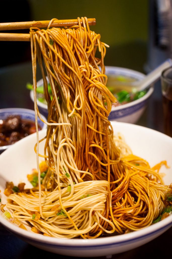 Noodles at Yi Ji E Guan, Yi's Noodle House, a local Chinese restaurant specializing in noodles and white-cut goose. Photo by Rachel Gouk.