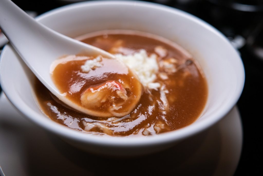 Crab and egg soup on the Chinese New Year Menu at Hakkasan Shanghai. Photo by Rachel Gouk.