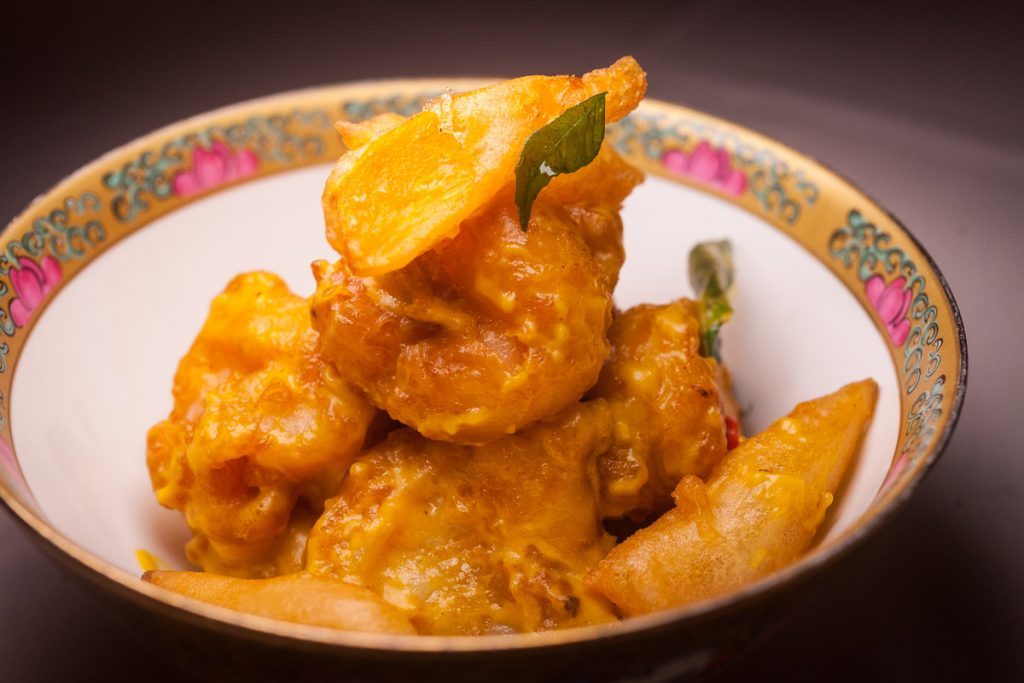 Prawns at Lion, a contemporary Nanyang restaurant in Xintiandi, Shanghai.  Photo by Rachel Gouk. 