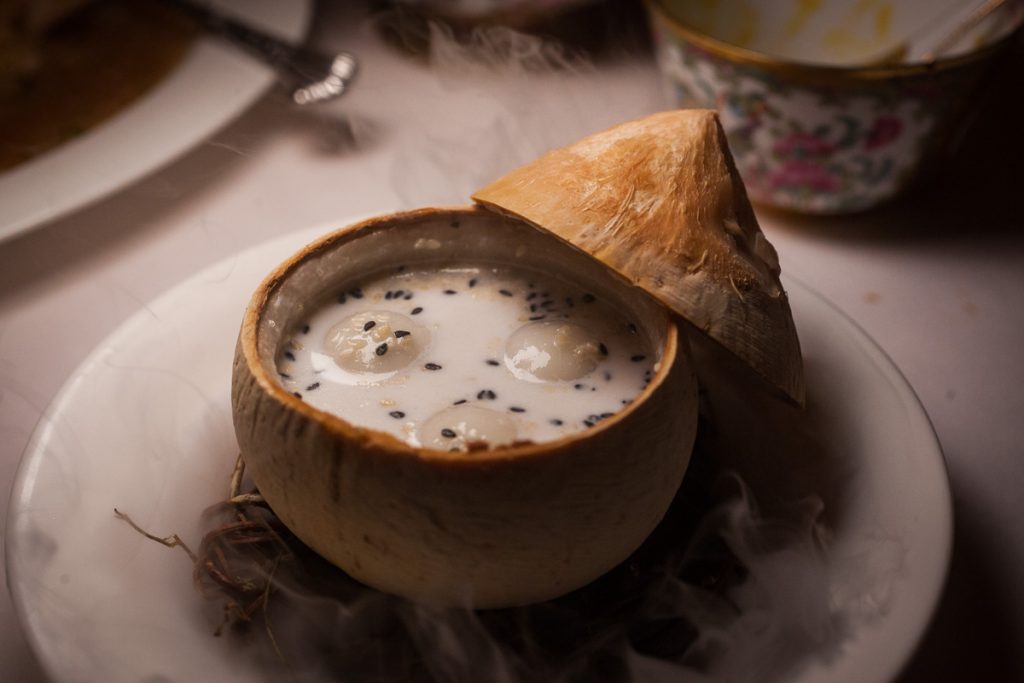 Coconut dessert at Lion, a contemporary Nanyang restaurant in Xintiandi, Shanghai. Photo by Rachel Gouk. 