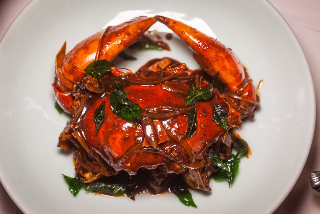 Black pepper crab at Lion, a contemporary Nanyang restaurant in Xintiandi, Shanghai. 