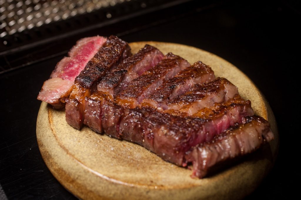 Wagyu rib eye at Nakama, a Japanese restaurant in Shanghai specializing in high-grade beef yakiniku. Photo by Rachel Gouk.