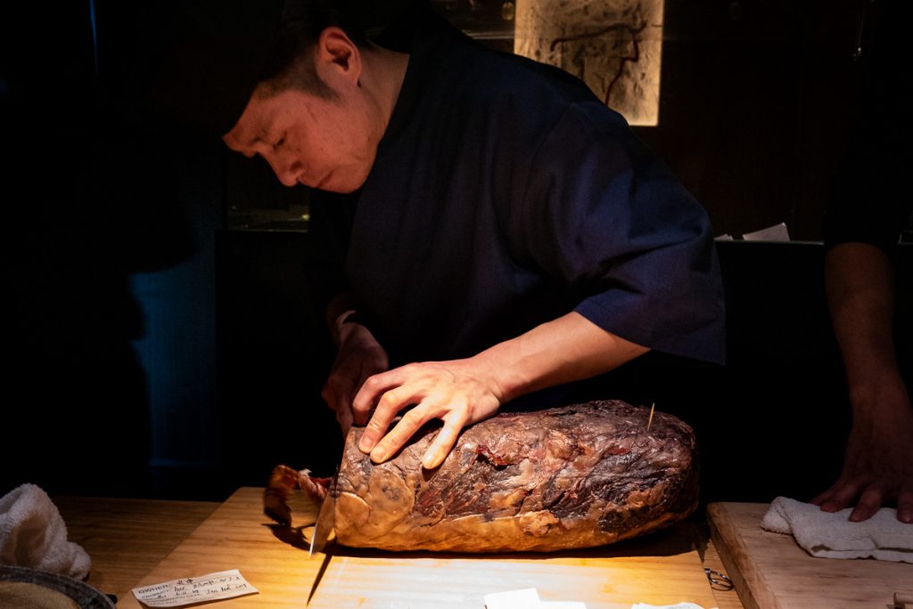 Wagyu rib eye at Nakama, a Japanese restaurant in Shanghai specializing in high-grade beef yakiniku. Photo by Rachel Gouk.