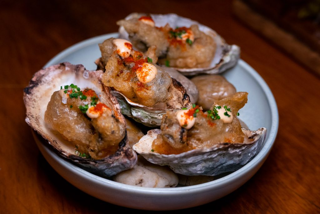 Beer battered oysters at C Pearl, a seafood and oyster restaurant in Pudong Century Link mall.