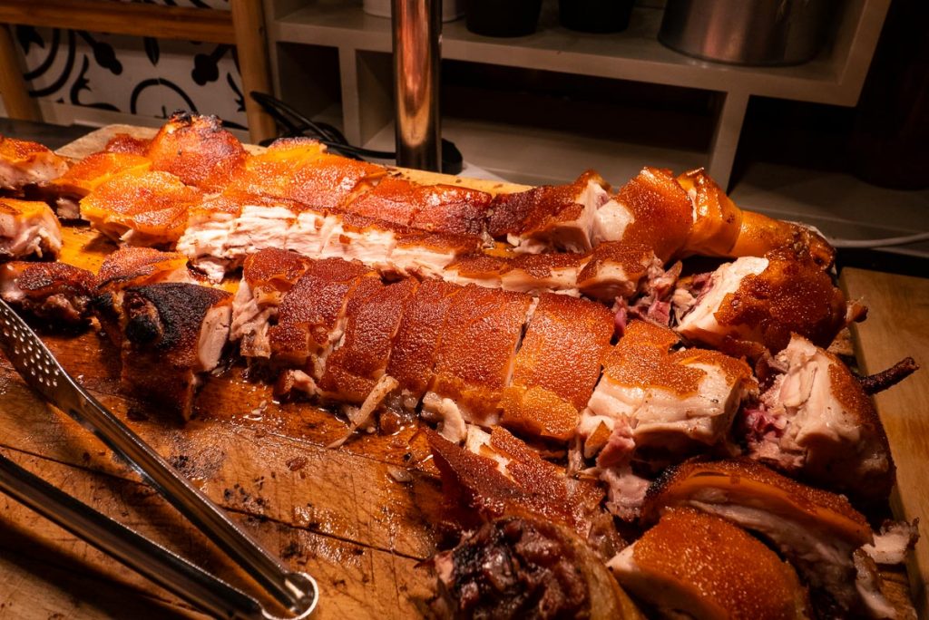 Suckling pig at The brunch buffet at Portman's Restaurant, Portman Ritz-Carlton Shanghai. Photo by Rachel Gouk.