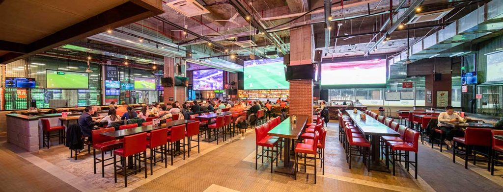 Cages Bar & Sports, the largest sports bar in Shanghai.