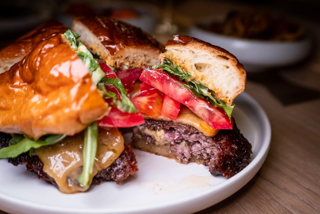 Aged Beef Burger at Heritage by Madison, a restaurant in Shanghai by chef Austin Hu serving a seamless mix of Western and Asian influences.. Photo by Rachel Gouk.