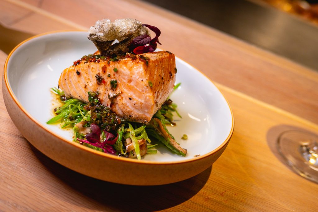 Slow Roasted Salmon at Heritage by Madison, a restaurant in Shanghai by chef Austin Hu serving a seamless mix of Western and Asian influences. Photo by Rachel Gouk.