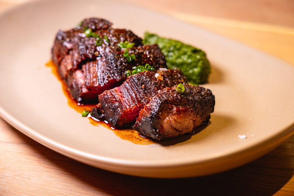 Aged USDA Prime Bavette at Heritage by Madison, a restaurant in Shanghai by chef Austin Hu serving a seamless mix of Western and Asian influences. Photo by Rachel Gouk.