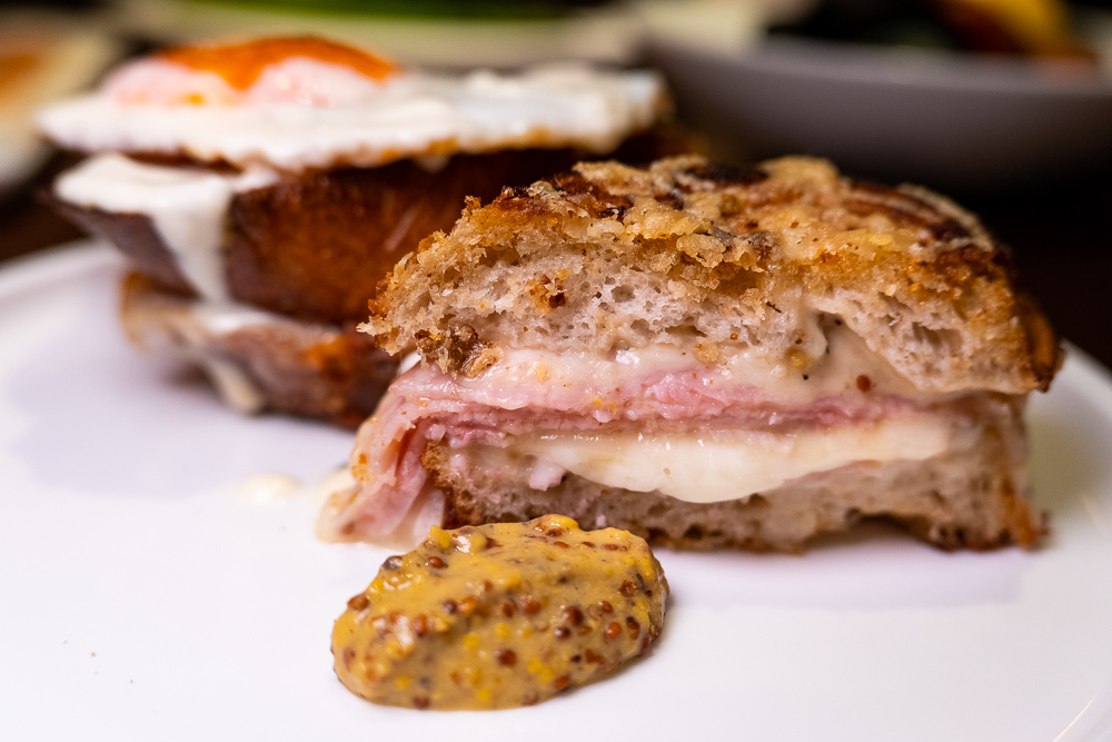 Croque Madame on the brunch menu at Coquille Seafood Bistro, French restaurant in Shanghai. Photo by Rachel Gouk.