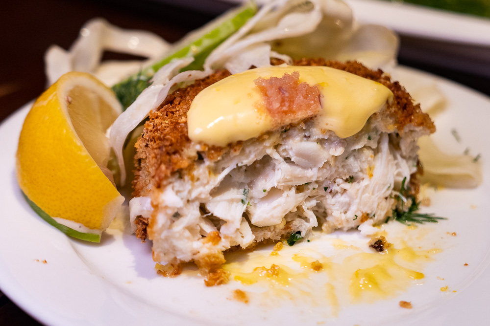 Crab Cake on the brunch menu at Coquille Seafood Bistro, French restaurant in Shanghai. Photo by Rachel Gouk.