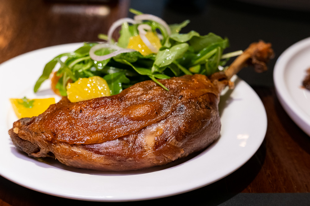 Duck Confit on the brunch menu at Coquille Seafood Bistro, French restaurant in Shanghai. Photo by Rachel Gouk.
