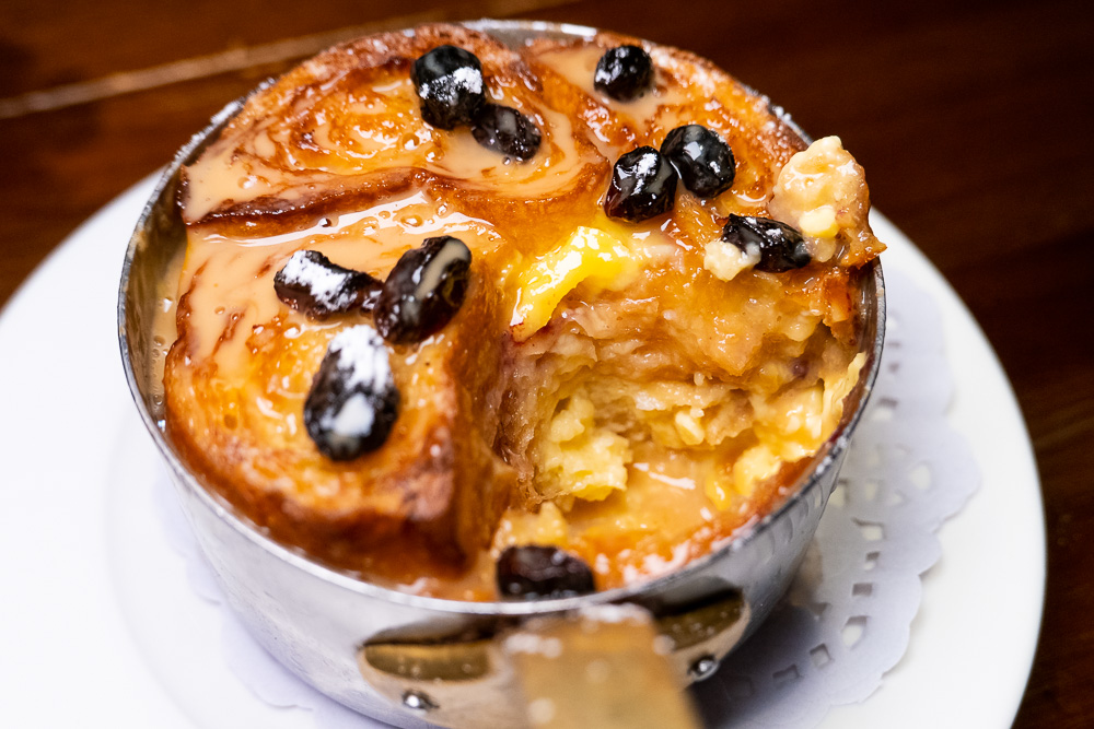 Croissant Bread Pudding on the brunch menu at Coquille Seafood Bistro, French restaurant in Shanghai. Photo by Rachel Gouk.
