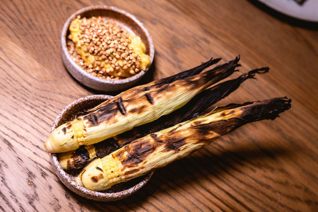 Grilled corn at BOR Eatery, a restaurant in Shanghai. Photo by Rachel Gouk