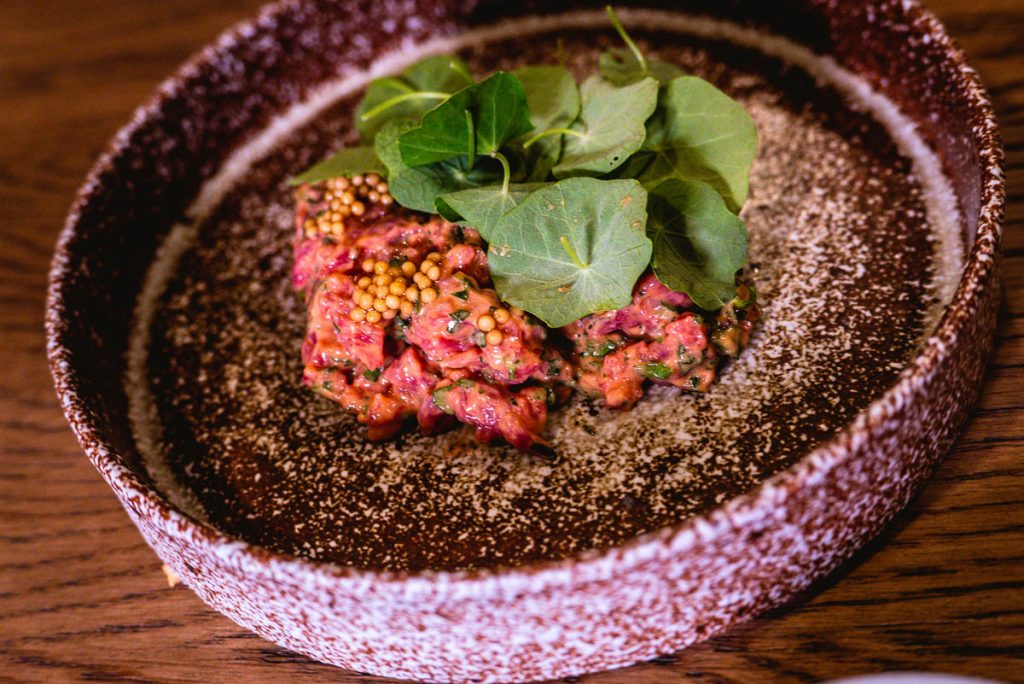 Beef tartare at BOR Eatery, a restaurant in Shanghai. Photo by Rachel Gouk