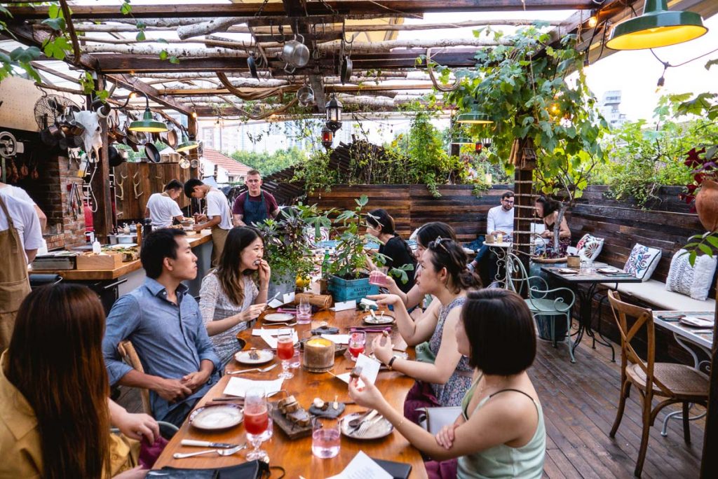 Botanik, a sustainable, seasonal rooftop restaurant in Shanghai. Photo by Rachel Gouk. 