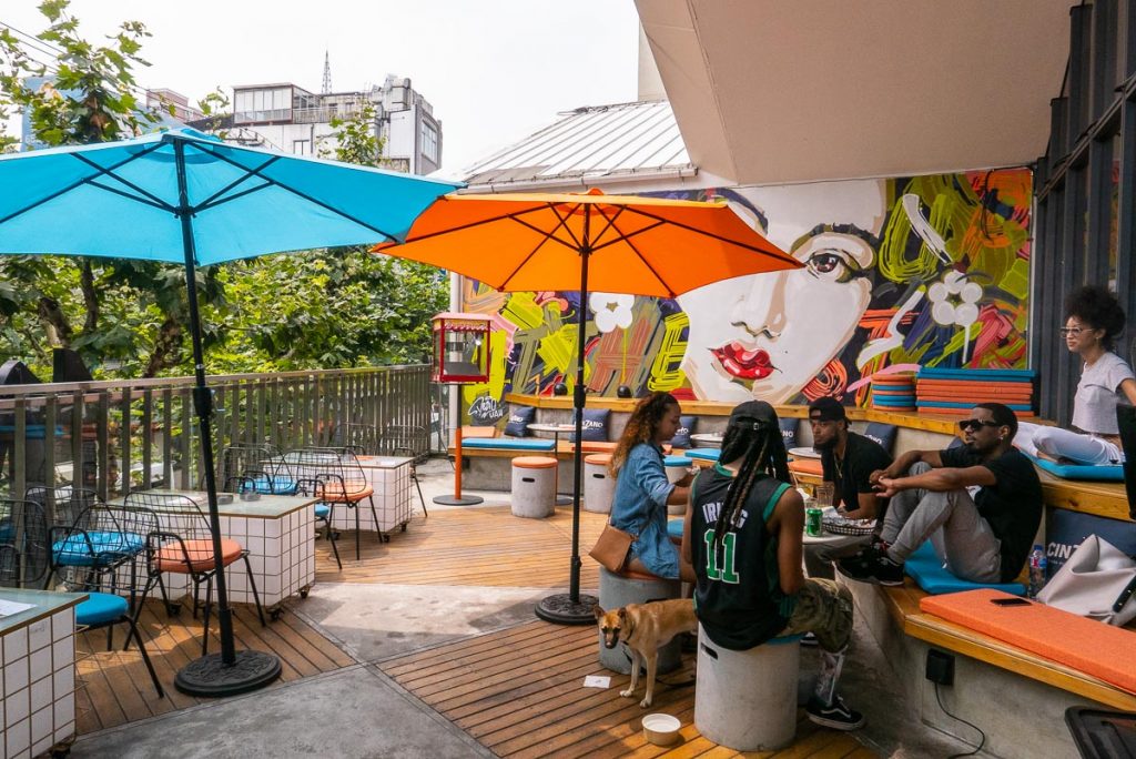 UP Shanghai: hip bar/restaurant in Shanghai with a terrace for brunch. Photo by Rachel Gouk.
