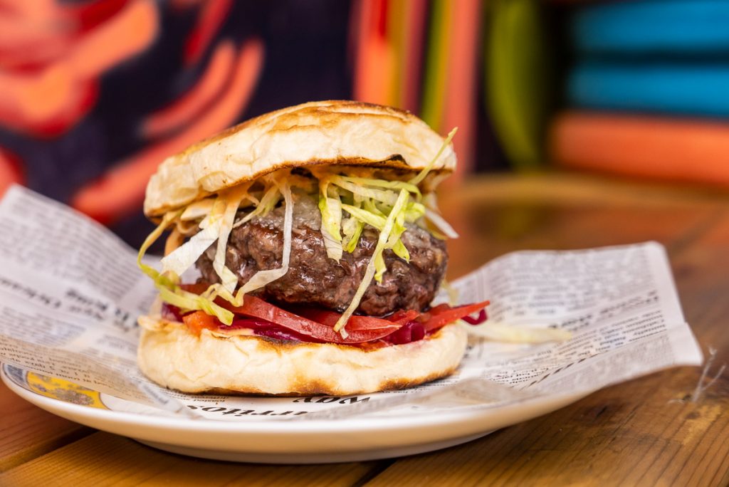 Beef Burger at UP Shanghai's Sunday Cookout barbecue brunch. Photo by Rachel Gouk