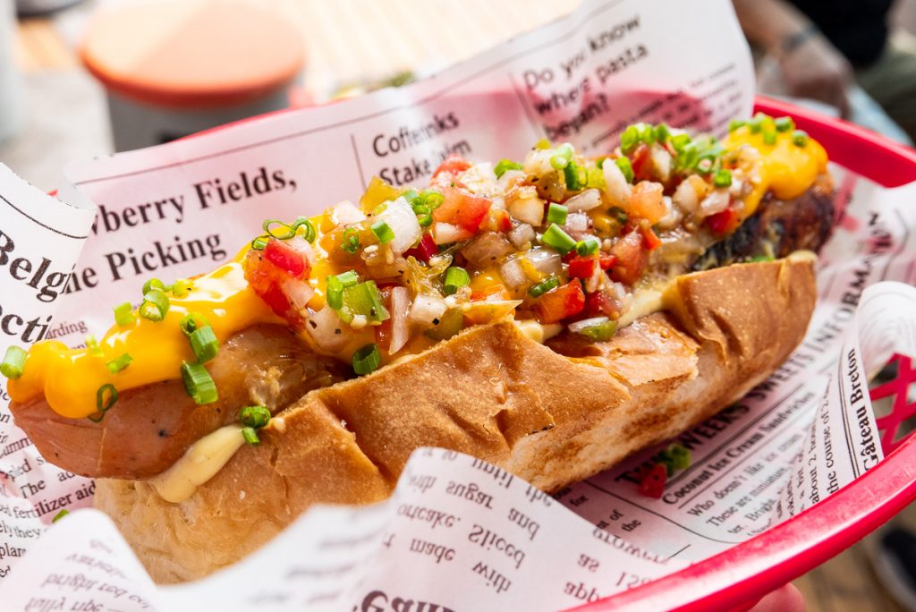 Hot Dog at UP Shanghai's Sunday Cookout barbecue brunch. Photo by Rachel Gouk