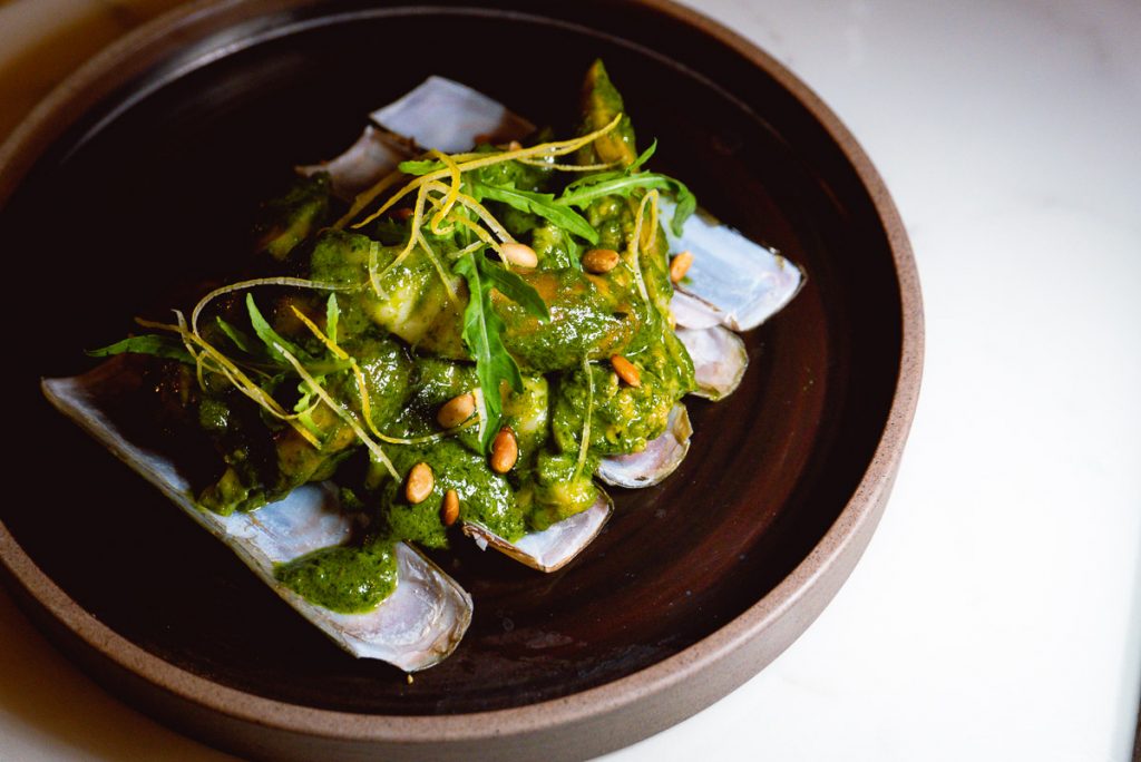 Razor clams at Head in the Clouds, an all-day brunch restaurant in Shanghai. (Photo by Rachel Gouk)