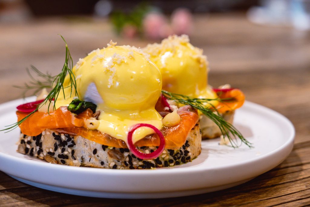Eggs Benedict at Head in the Clouds, an all-day brunch restaurant in Shanghai. (Photo by Rachel Gouk)