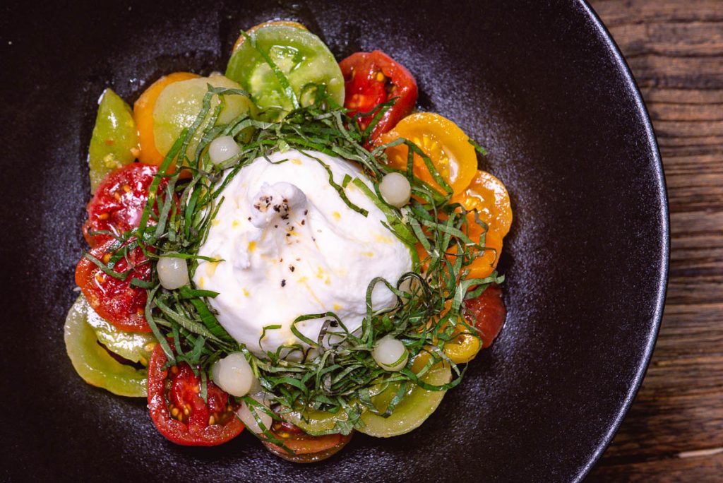 Burrata at Head in the Clouds, an all-day brunch restaurant in Shanghai. (Photo by Rachel Gouk)