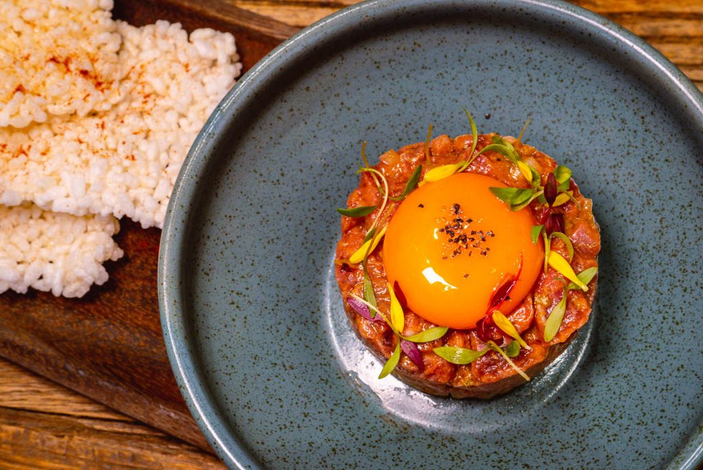 Beef Tartare at Head in the Clouds, an all-day brunch restaurant in Shanghai. (Photo by Rachel Gouk)