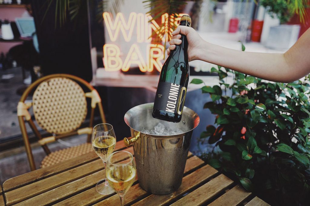 Kolonne 0, a non-alcoholic wine from Berlin, Germany, is now being distributed in Shanghai, China. Photo by Rachel Gouk. 