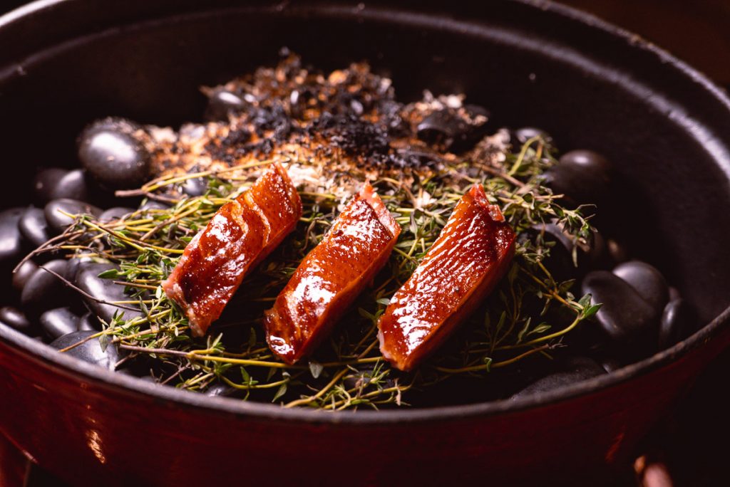 Yan Xiang, tea smoked duck at The Peacock Room, a contemporary Chinese restaurant in Shanghai. Photo by Rachel Gouk
