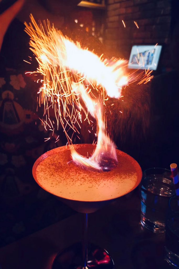 Cocktails at Charcohol restaurant and bar in Shanghai.