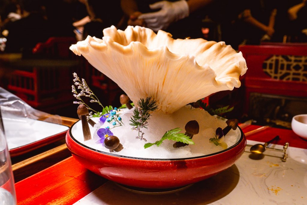 Bear Paw Mushroom at The Way of The Dragon, a high-end Sichuan hotpot restaurant on the Bund, Shanghai. Great for entertainment dining. Photo by Rachel Gouk.
