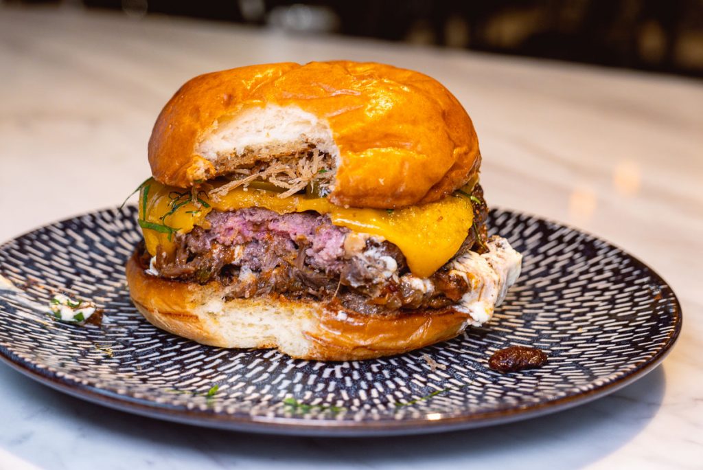 Burger at Head in the Clouds, an all-day brunch restaurant in Shanghai. (Photo by Rachel Gouk)