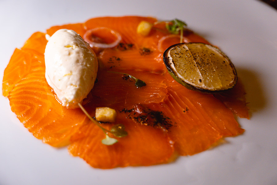 Smoked salmon at 1515 West Chophouse & Bar, a high-end steakhouse at the Jingan Shangri-la in Shanghai. Photo by Rachel Gouk 
