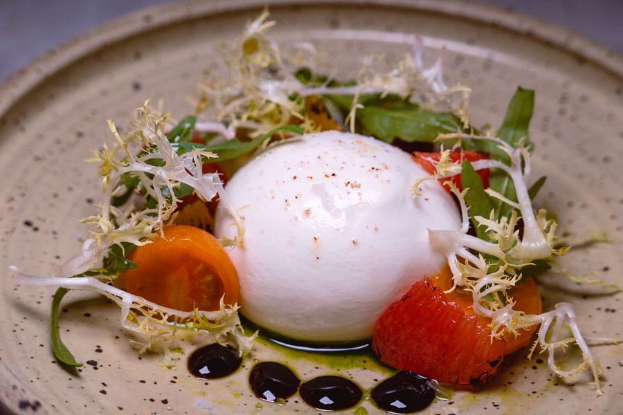 Burrata at Bespoke Modern Bar and Grill, steakhouse at the St Regis Shanghai Jingan. Photo by Rachel Gouk 