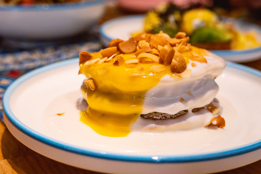 Pancakes for brunch at Birds of Paradise, a tiki bar and restaurant in Shanghai. Photo by Rachel Gouk.