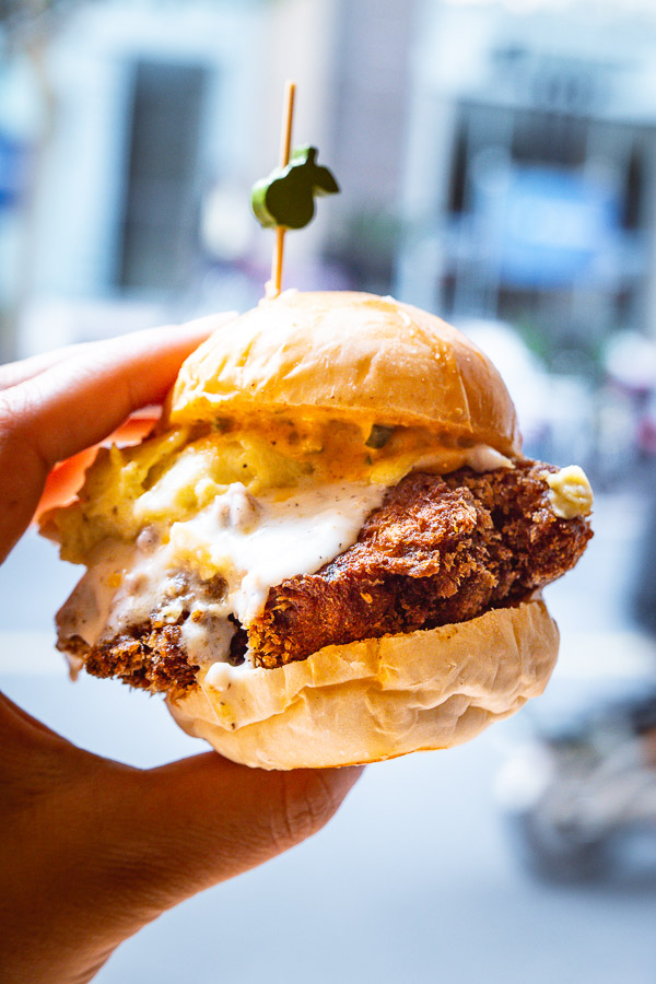 Chicken katsu sliders for brunch at Birds of Paradise, a tiki bar and restaurant in Shanghai. Photo by Rachel Gouk.