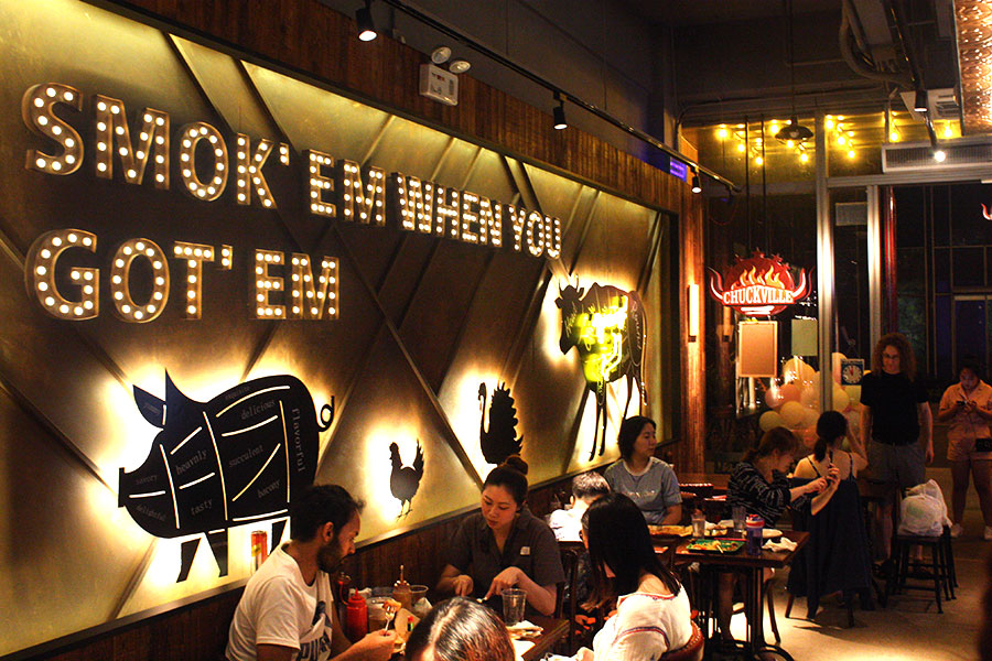 Chuckville, an American barbecue restaurant and sports bar in Shanghai.