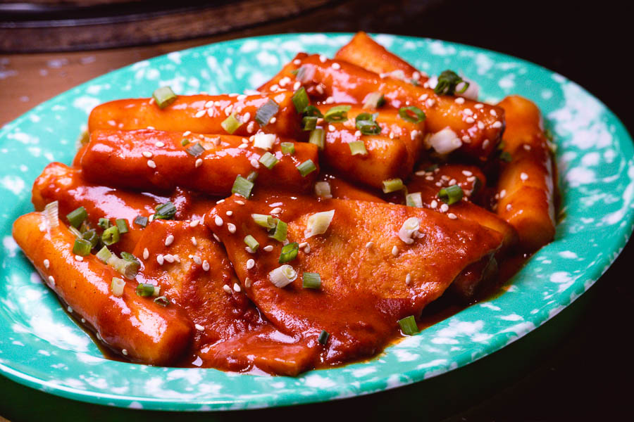 Tteokbokki at JUJU, a Korean barbecue restaurant and ganbei joint on the Bund, Shanghai. Photo by Rachel Gouk