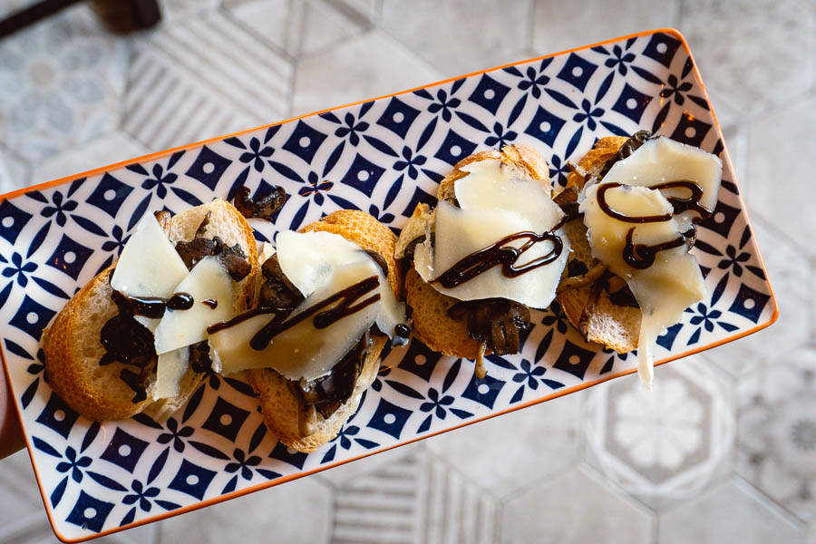 Bruschetta at Perch, an easy-going neighborhood cocktail bar in Shanghai. Photo by Rachel Gouk.