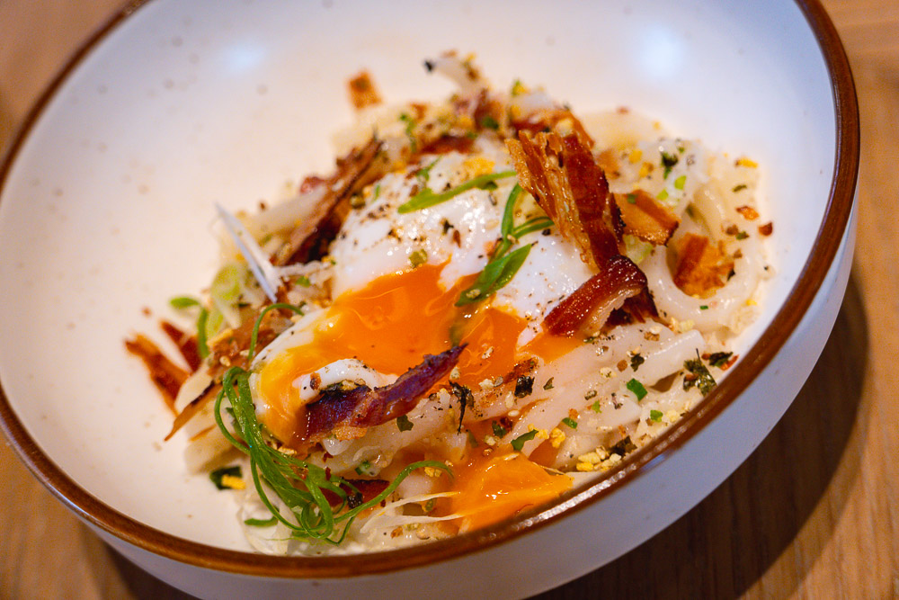 Udon with eggs. Brunch at Heritage by Madison, a restaurant in Shanghai. Photo by Rachel Gouk.