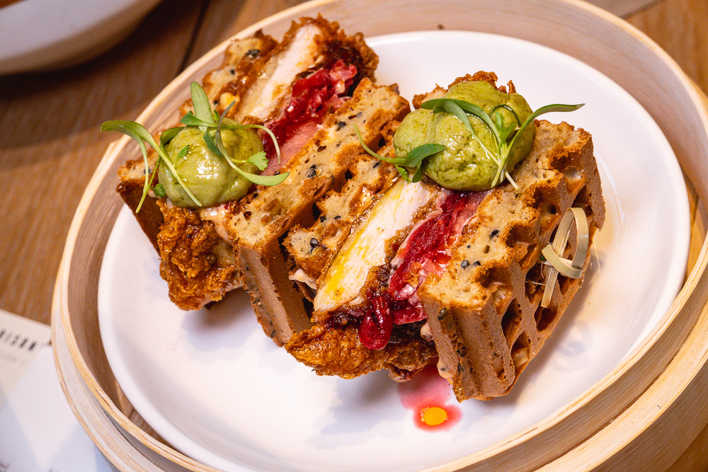 Hot Chicken Waffle Sandwich. Brunch at Heritage by Madison, a restaurant in Shanghai. Photo by Rachel Gouk.
