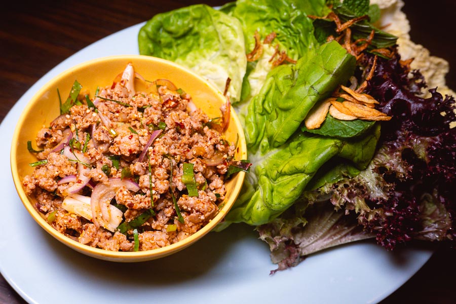 Pork Laab at KIN, a Thai restaurant in Shanghai. Photo by Rachel Gouk. 