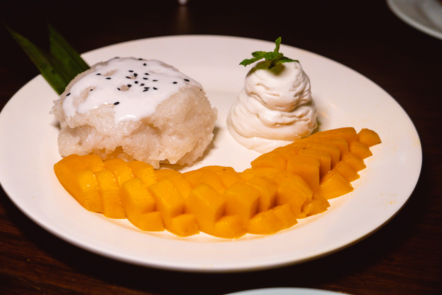Mango sticky rice at KIN, a Thai restaurant in Shanghai. Photo by Rachel Gouk. 