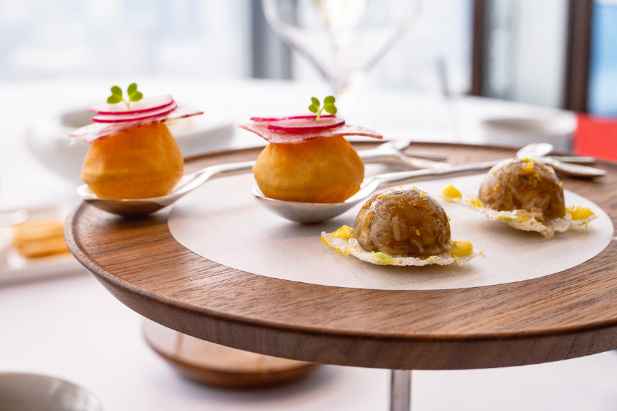 Amuse Bouches. Lunch at Maison Lameloise Shanghai, Michelin one-star restaurant in Shanghai. Photo by Rachel Gouk.