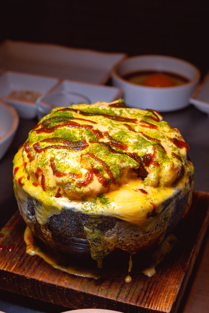 Cheese egg at Botong Sikdang, a popular Korean restaurant in Shanghai that does grilled pork and banchan. Photo by Rachel Gouk.