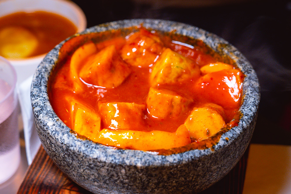 Tteokbokki at Botong Sikdang, a popular Korean restaurant in Shanghai that does grilled pork and banchan. Photo by Rachel Gouk.