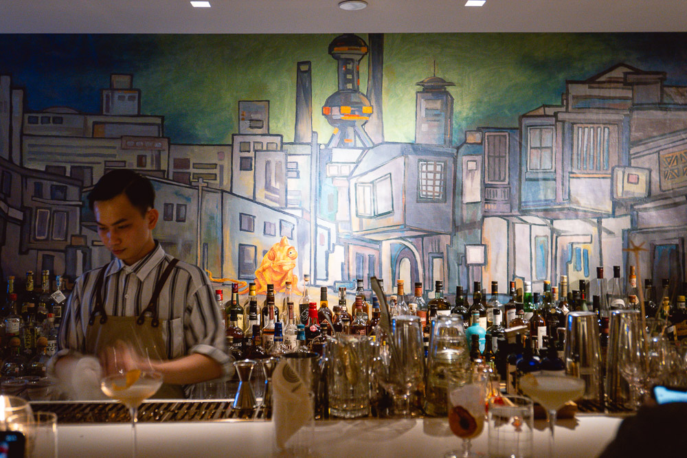Chameleon is cocktail bar and restaurant in Shanghai by mixologists Carson Xie and Eddy Yang. Photo by Rachel Gouk.