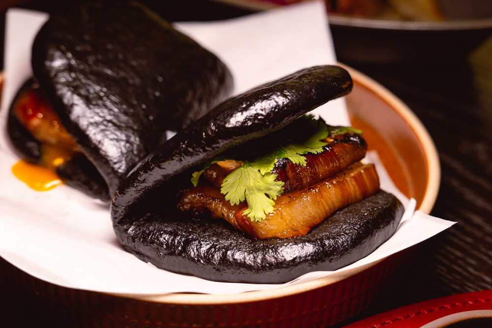 Guabao with pork belly at Charcohol, a cocktail bar and restaurant in Fengshengli, Shanghai. Photo by Rachel Gouk.