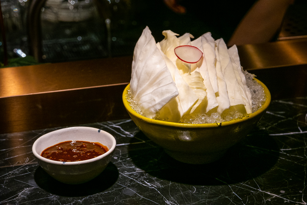 Bar snacks at High Yaki, a Japanese restaurant in Shanghai specializing in yakitori and yakiniku. Photo by Rachel Gouk.